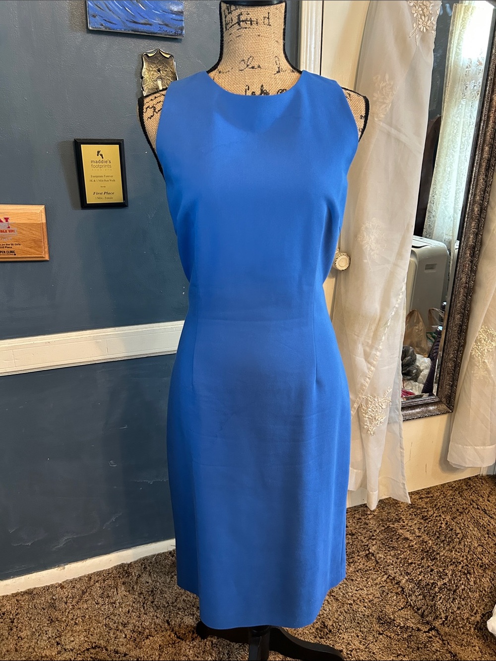 ANTONIO MELANI Sleeveless Cobalt Blue Midi Sheath Dress